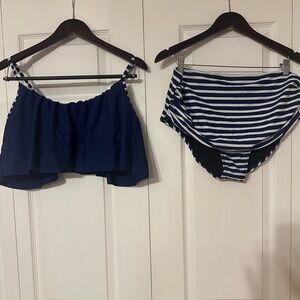 Bikini size xxl, navy blue and white stripe